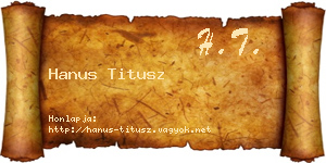 Hanus Titusz névjegykártya